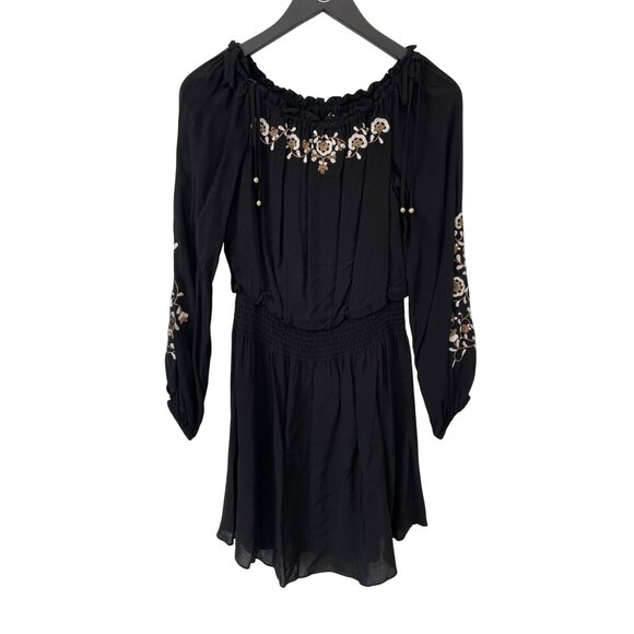 White House Black Market Off The Shoulder Dress Sz Small Floral Embroidery Boho - Picture 2 of 8